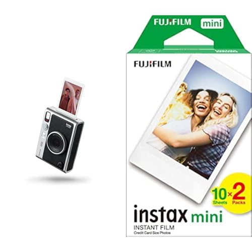 Fujifilm instax mini Evo Black| Fotocamera Ibrida a Sviluppo Istantaneo + Confezione da 20 Pellicole mini