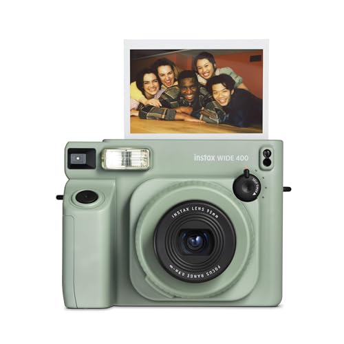 Fujifilm INSTAX WIDE 400 - Fotocamera Istantanea Analogica, Esposizione Automatica, Flash Automatico, Autoscatto, Controlli Semplificati, Colore Green, Dimensioni Stampa 86 mm x 108 mm