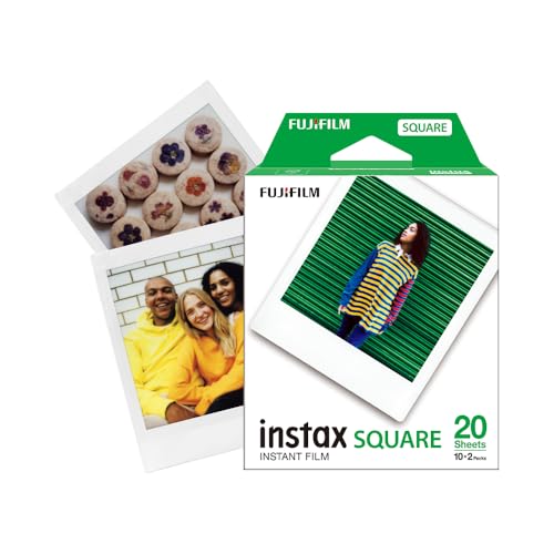 Fujifilm Instax Square Film Pellicola Istantanea, Formato Quadrato, 62x62 mm, Confezione da 20 Foto, Bordo Bianco