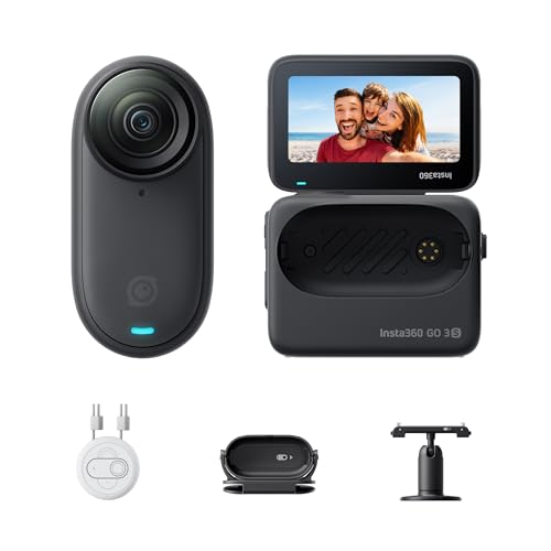 Insta360 GO 3S Nero Notte (64GB) - Cam 4K per vlogging, POV a mani libere, montaggio magnetico, stabilizzazione, 140 minuti di autonomia, impermeabilità fino a 10 m, editing IA